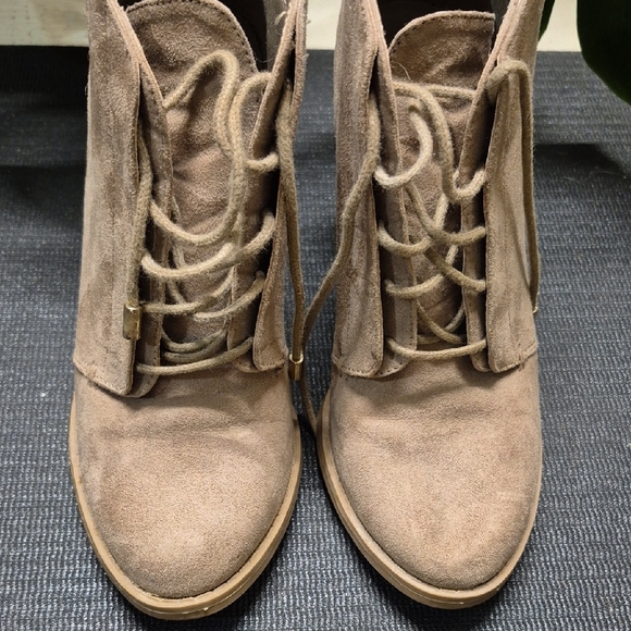 Call It Spring Beige Suede Heeled Boots - Picture 6 of 11